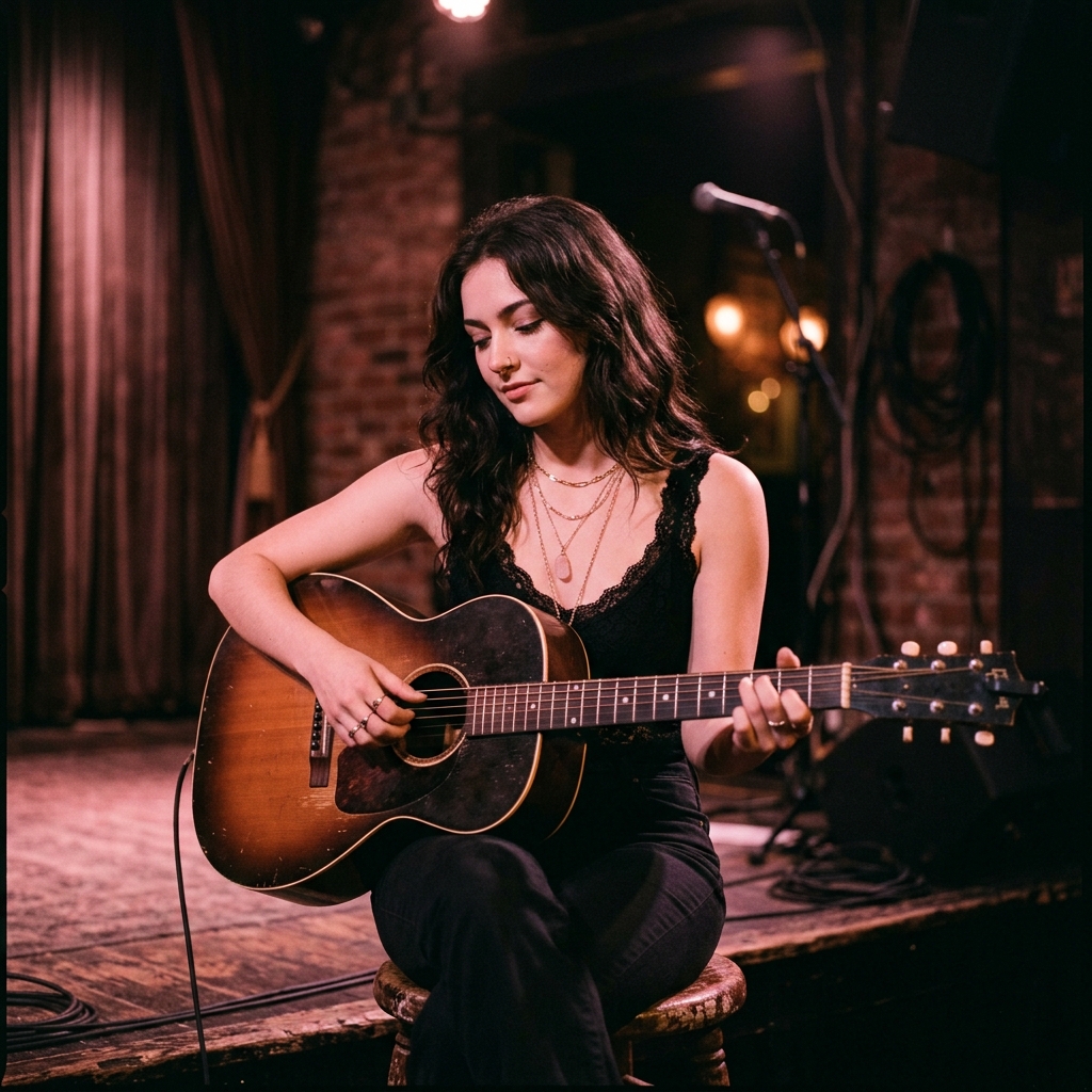Maria tocando guitarra